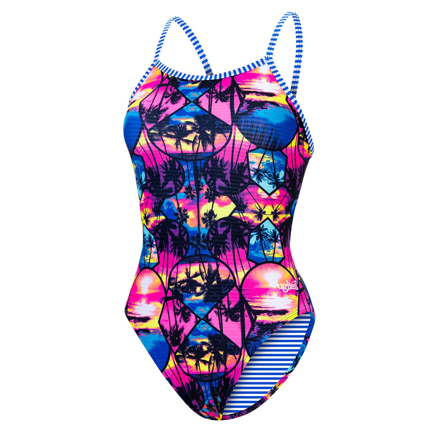 Women's Dolfin Uglies Fan-Print Double Strap One-Piece Swimsuit